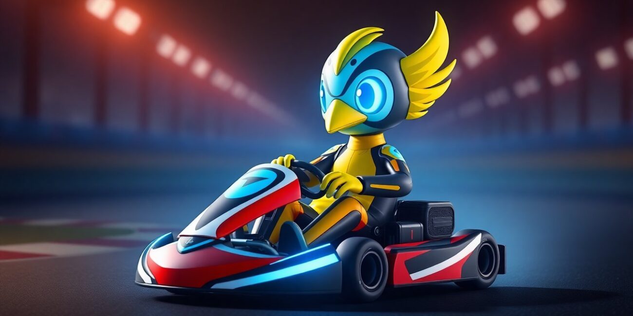iodaracing gokarting photonbird mascott
