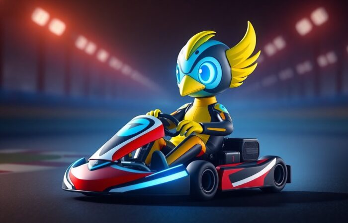 iodaracing gokarting photonbird mascott