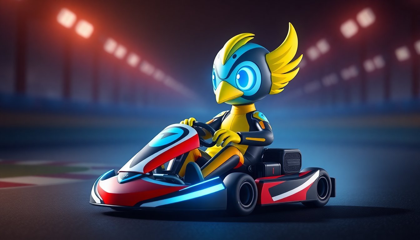 iodaracing gokarting photonbird mascott